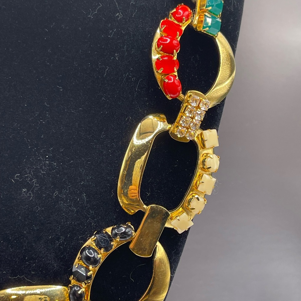 Kate Spade RARE stunning gold link necklace with colored stones - Picture 4 of 11